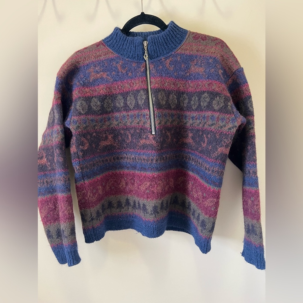 Alps Women's Appeal Wool  1/4 Zip Sweater Medium Vintage